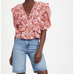 Rahi Ruffle Diana  Paisley Cotton Top Large